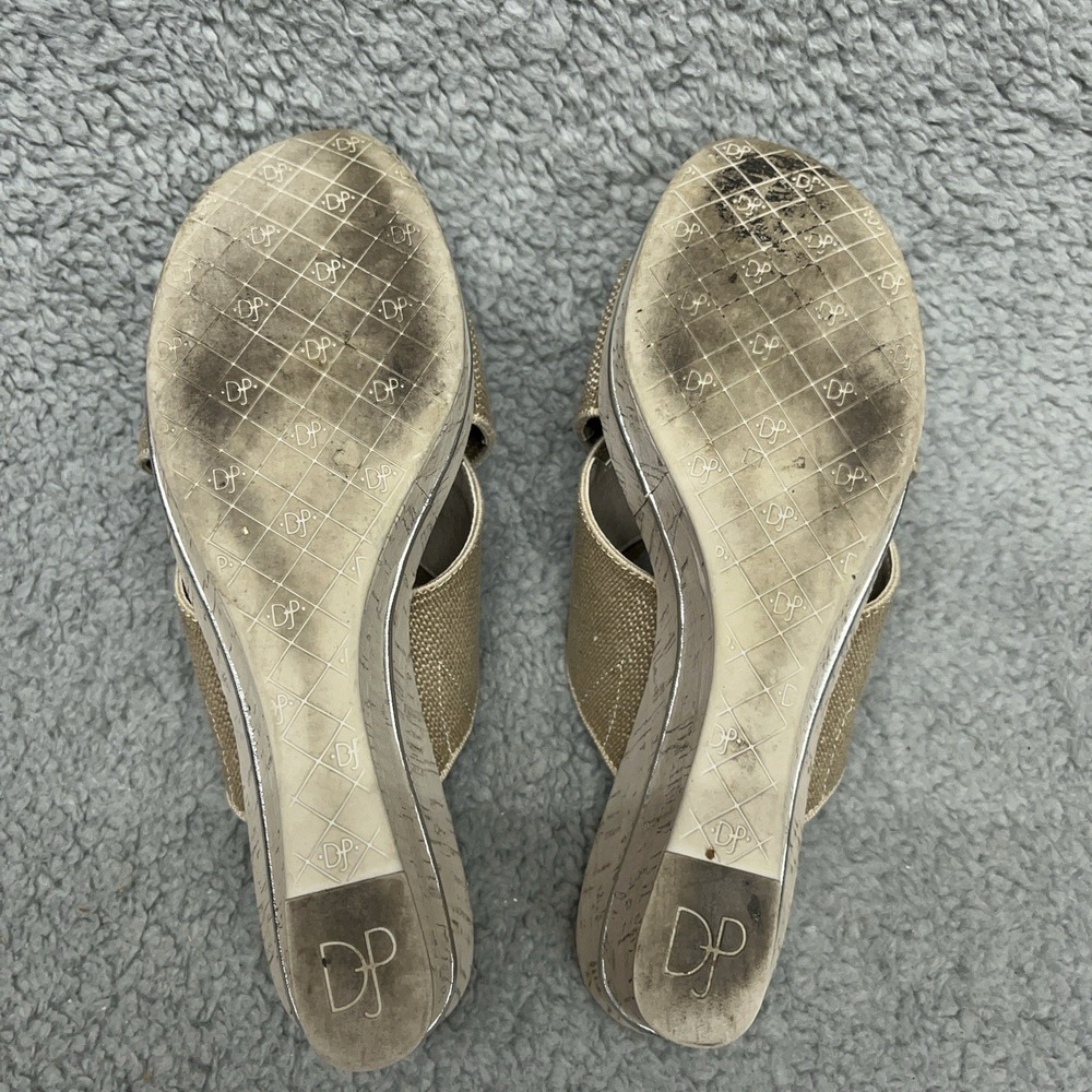 Donald J Pliner Dani Wedge Sandals Womens 6.5 M Beige Platform Stretch Straps - Picture 10 of 10